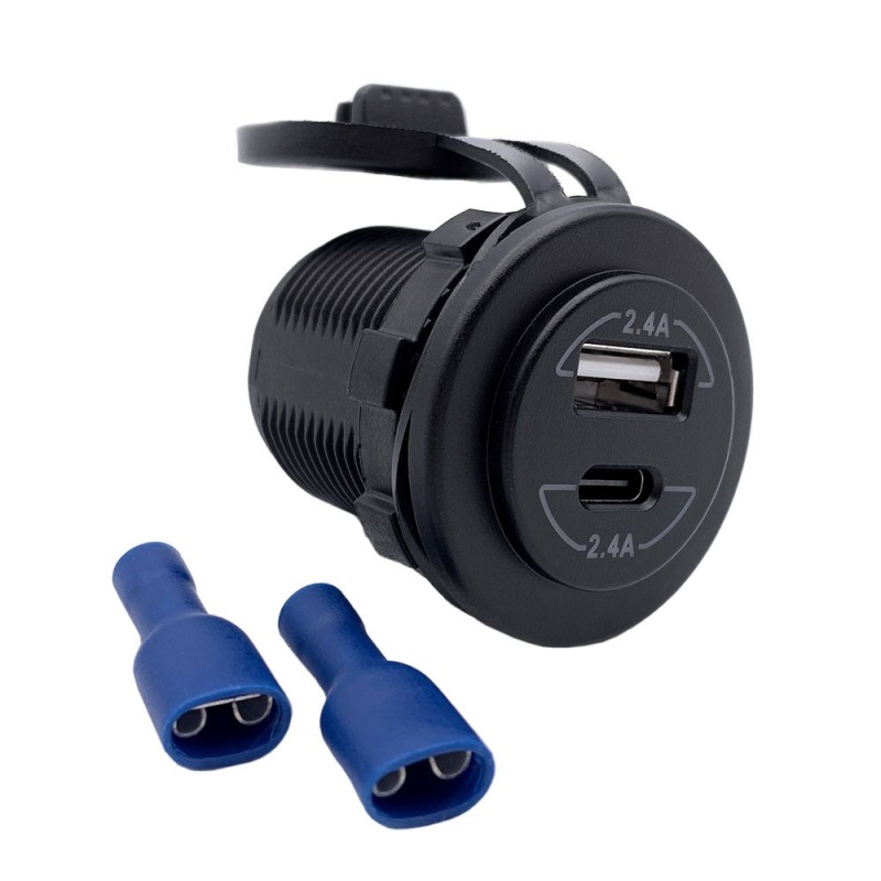 USB Doppelsteckdose zum Einbau Typ A / C 12-24 V