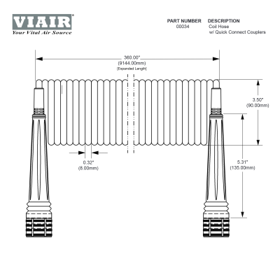 Viair Spiralschlauch 9 mit 2 Kupplungen Heavy Duty - 00034