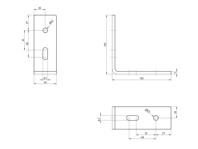 Universal-Markisenhalterung lang, für ARB & Rhino Rack Markisen, 105 x 105 mm