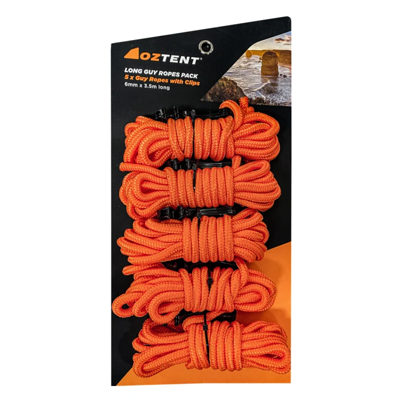 Oztent Zeltleinen mit Abspannhaken für Zelte und Markisen - 5er Set orange (OR02TETRA)